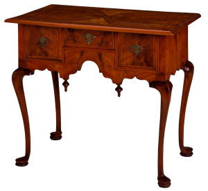 Antique cabriole table against a blank background