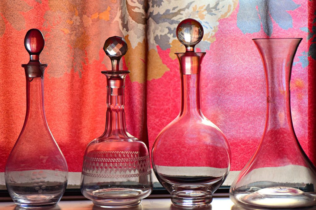Antique glass bottles with stoppers