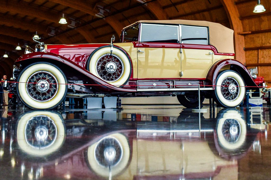 Antique car in showroom