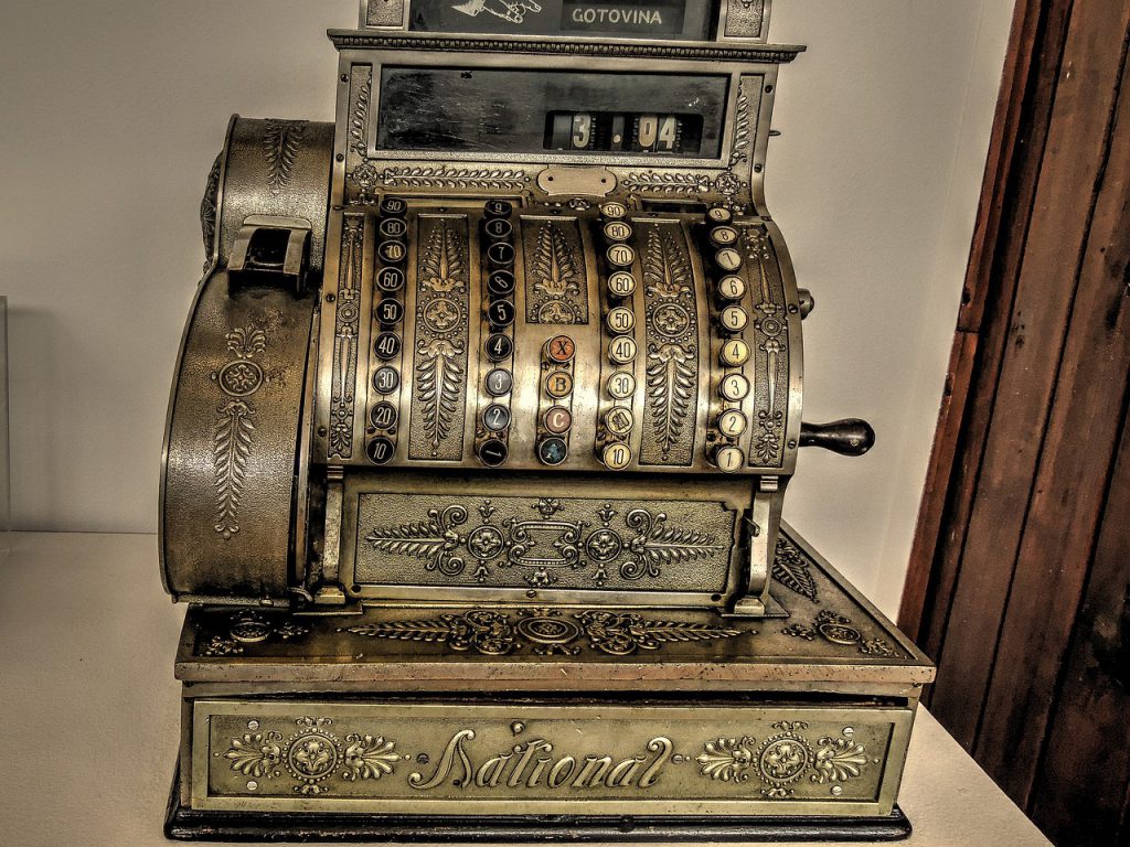 Ornate metal vintage cash register